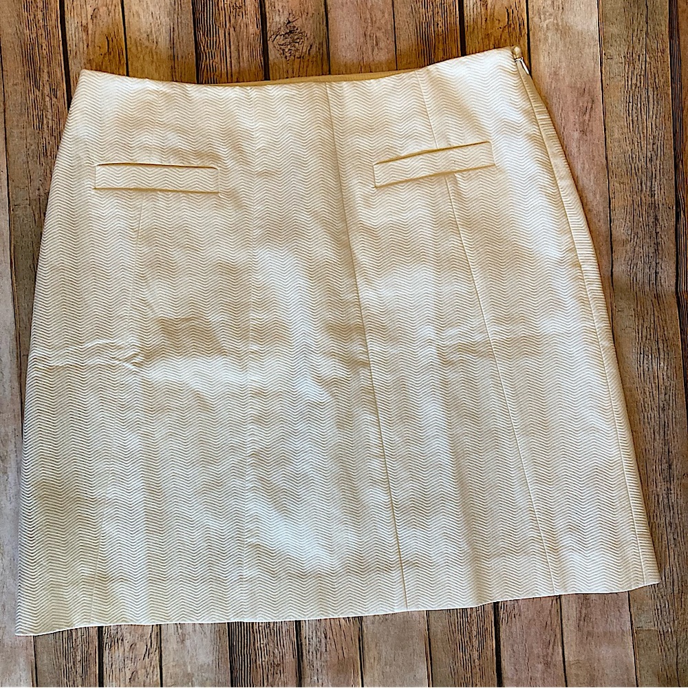 - Brooks Brothers lined cream chevron flared skirt size 10 fabric woven in…